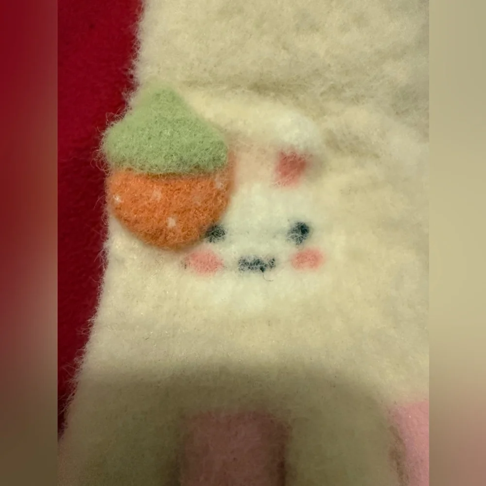 Charming Bunny Cream and Pink Kids Mittens